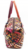 Woven Leather Buckle Strap Bowling Bag